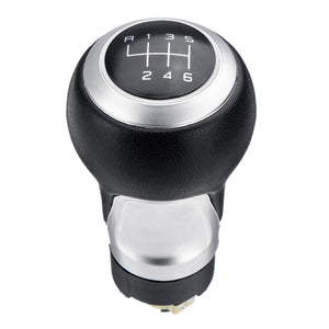 6 Speed PU Leather Black Chrome Gear Shift Knob For Audi VW