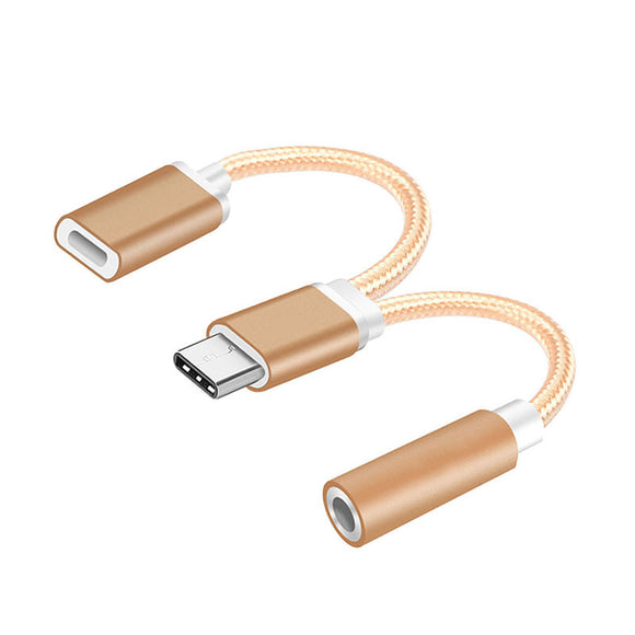 Bakeey 2 in 1 Type C to 3.5mm Audio Jack Charger Adapter Headphone Cable for Letv 2 Pro Max Xiaomi 6