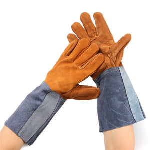 Welding Gloves Welders Work Soft Cowhide Leather Plus Gloves for Protecting Hand Tool