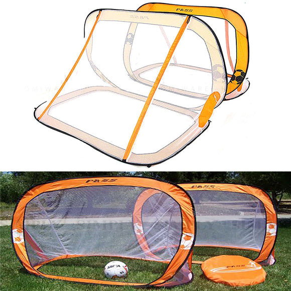 2 x Mini Pop Up Soccer Goals Football Foldable Net Kids Outdoor Sports Training