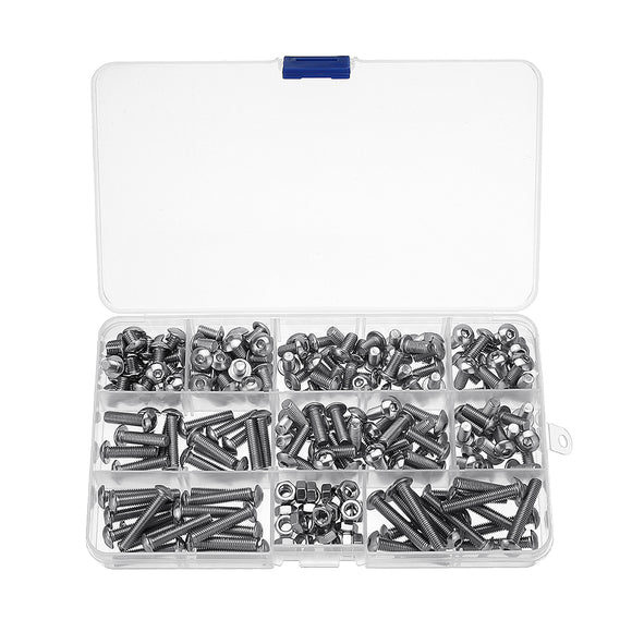 600Pcs M5 304 Stainless Steel Hex Socket Cap Head Screw Washer Nut Kit 6-30mm Optional Length