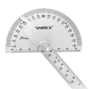 Wynns W0262A 90X150MM 180 Degree Stainless Steel Protractor Round Angle Ruler Tool