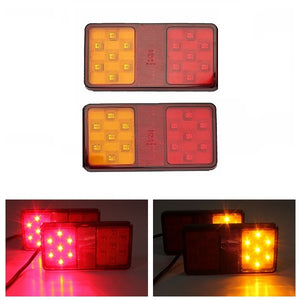 Pair 12V LED Rear Trailer Truck Tail Brake Stop Indicator Turn Signal Light Lamp