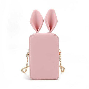 Rabbit Ear Bunny Flip Cover Chain Belt Messenger Bag Phone Bag for Phone Under 5.5-inch