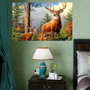 Frameless 5D Diamond Painting Forest Deer DIY Embroidery Home Decoration