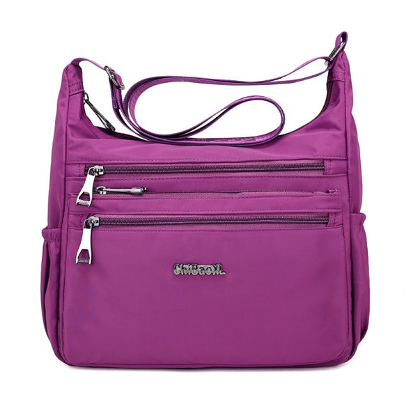 Women Nylon Waterproof Light Weight Casual Multi Pocket Shoulder Bag Crossbody Bag