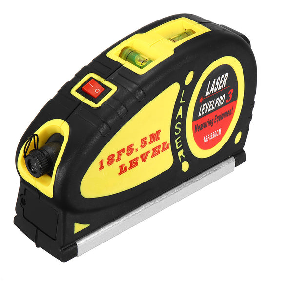 Spirit Laser Level with 5.5m Measure Tape Horizontal Vertical Line Ruler Aligner