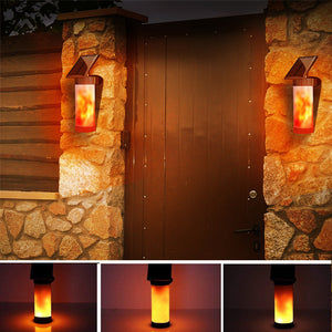 Solar Flame Wall Light Outdoor Courtyard Garden Landscape Lamp 3 Lighting Modes