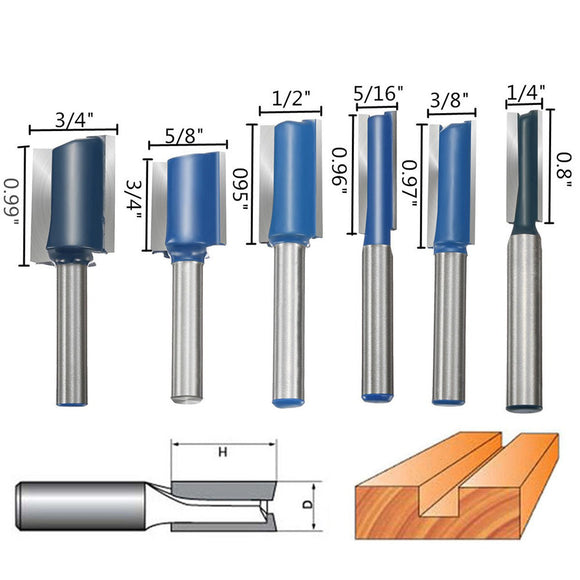 6pcs 1/4 Inch Shank Router Bit Set Wood Working Cutter