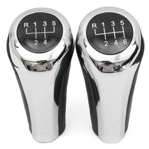 5 6 Speed Leather Chrome Aluminum Manual Gear Shift Knob For BMW E82 E90 E91 E60 E63 E83 E84 E53