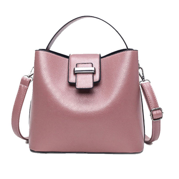 Retro Women Pu Leather Bucket Bag Casual Crossbody Bag