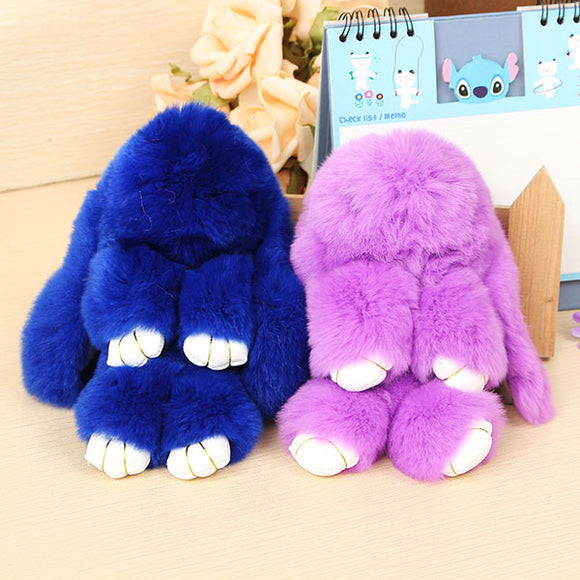 Cute Sleepy Rabbit Keychain Real Rabbit Fur Plush Bag Pendant Ornaments Accessories Gift For Kids