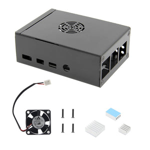 P100 Metal Case Protective Shell + Cooling Fan + 3 Heatsink DIY Kit for Raspberry Pi 4B Only