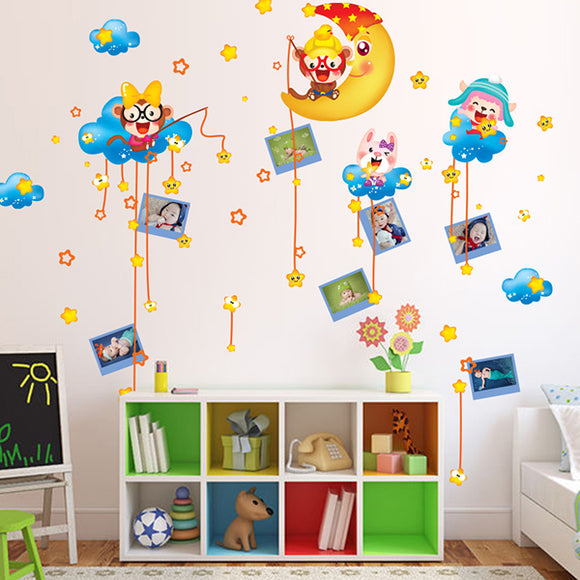 Lovely Kids Monkey Room Decor Kids Room Wall Sticker Removable Monkey Stars Wall Sticker