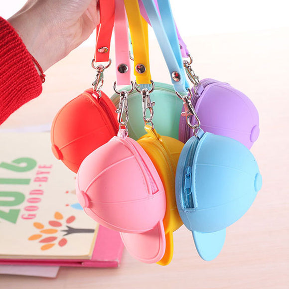 Honana HN-B2 Creative Cute Silicone Wallet Candy Color Key Bag Baseball Cap Hat Coin Bag Organizer