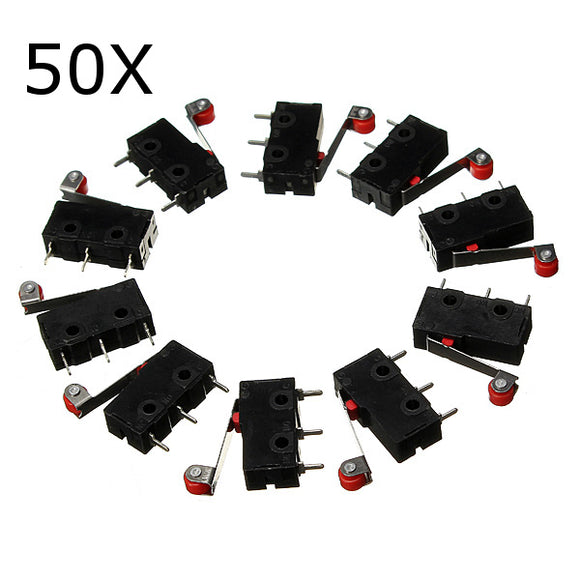 50Pcs KW12-3 Micro Limit Switch With Roller Lever Open/Close Switch 5A 125V