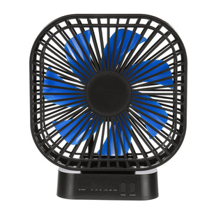 Mini Portable 3-Speed USB Timing Desk Fan 5000mAh Battery Rechargeable Fan-Blue/Black Fan Blade