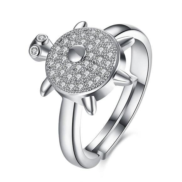 INALIS Lovely Turtle Zircon Platinum Opening Gift Party Wedding Finger Rings