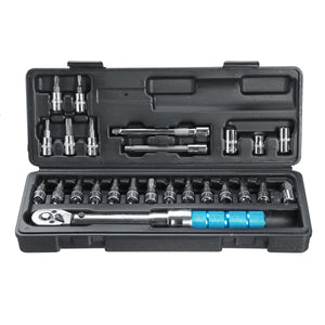 25PCS 2~24NM 1/4 Bicycle Drive Torque Wrench Key Tool Screwdriver Socket Set"