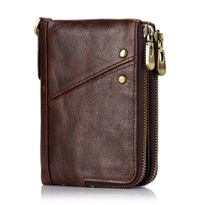 Men Genuine Leather Fashion Zipper Wallet