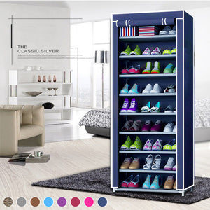 10 Tier DIY Shoe Rack Portable Storage Cabinet Organiser Wardrobe Dustproof