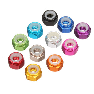 Suleve M3AN1 10Pcs M3 Self-locking Nylon Nut Aluminum Alloy Multi-color