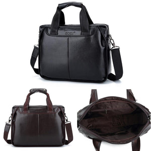 Men Laptop Business PU Leather Handbag Briefcase Shoulder Bag for MacBook