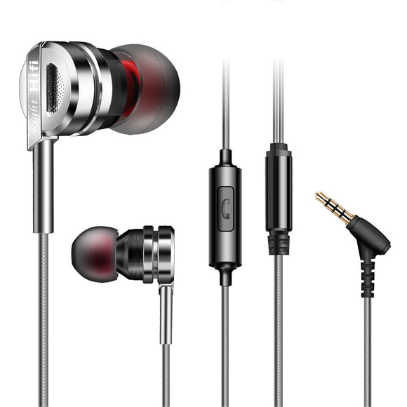 QKZ DM9 Metal Heavy Bass HiFi Earphone 3.5mm Wired In-Ear Earbuds with Mic for Samsung