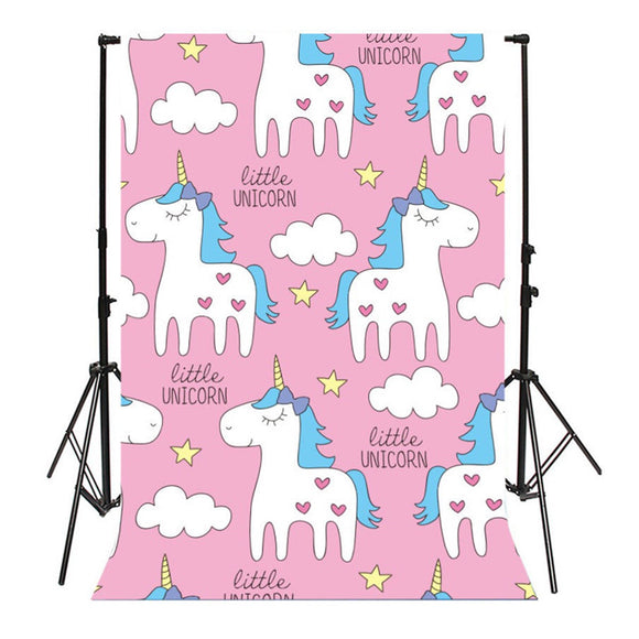 3x5FT Cartoon Pink Unicorn Cloud Photography Backdrop Studio Prop Background