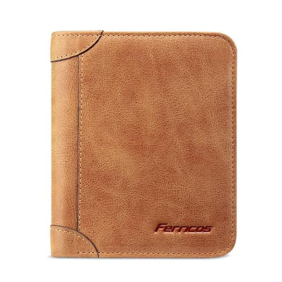 Genuine Leather Men Wallets Vintage Trifold Wallet Short Wallet Card Holder