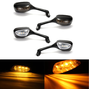 Pair LED Turn Signal Rear View Mirrors For Suzuki GSXR600 GSXR750 GSXR1000