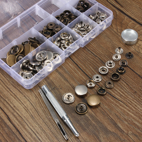 20pcs Press Stud Buttons Poppers Leather Craft with Fixings Tools Kit 201Tools