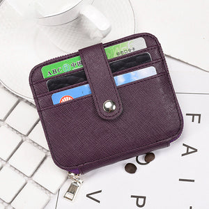 Women RFID Blocking Wallet Genuine Leather Bifold 12 Card Slots Slim Coin Purse