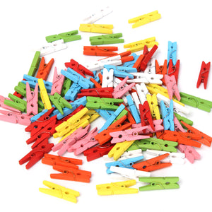 100Pcs Mini Wooden Craft Pegs Clothes Peg Paper Photo Hanging Spring 25mm Decorations