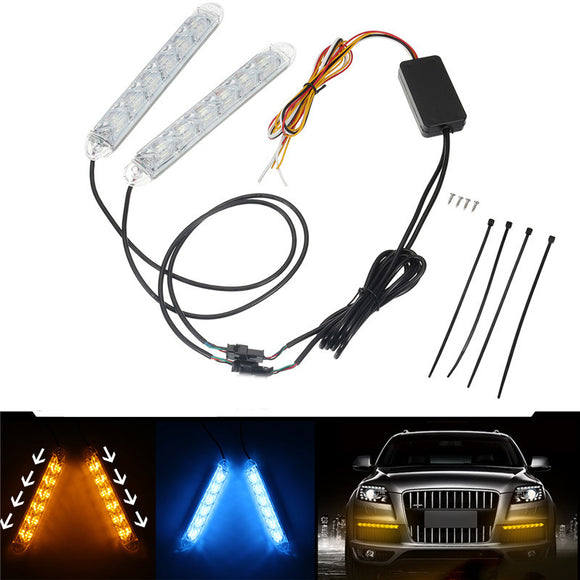 Switchback Headlight LED Strip DRL Turn Signal Light Tube Lamp Dual Color 18.5/25/32cm 2PCS