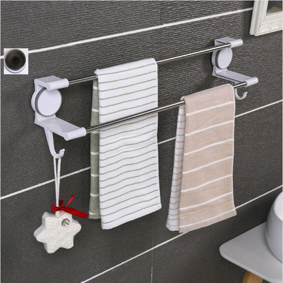 Minleaf Waterproof Double Stainless Steel Rod Powerful Suction Cup Washcloth Holder Towel Rack