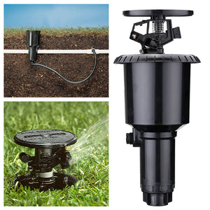 360 Degree Pop-Up Water Spray Nozzle Lawn Sprinkler Double Arms Yard Garden Drip Irrigation System