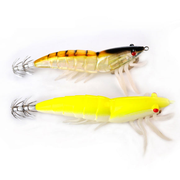 SRP-02-4.0g 92mm Luminous Double Hook Shrimp Fishing Lure Fishing Hard Prawn Lure Bait Night Light