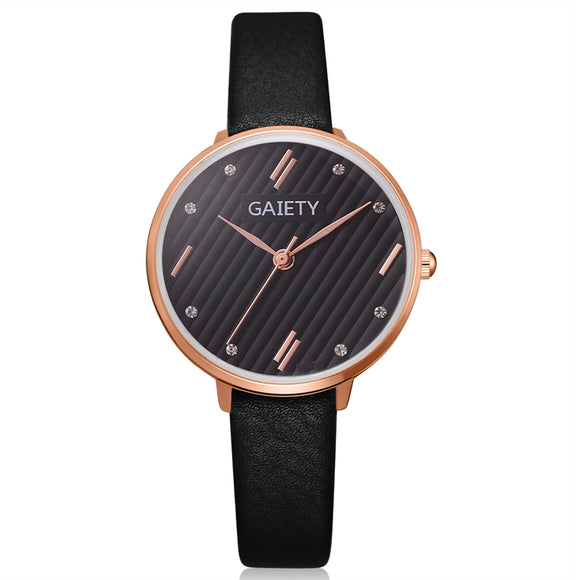 GAIETY G534 Fashionable Crystal Ladies Wrist Watch Thin Leather Strap Quartz Watches