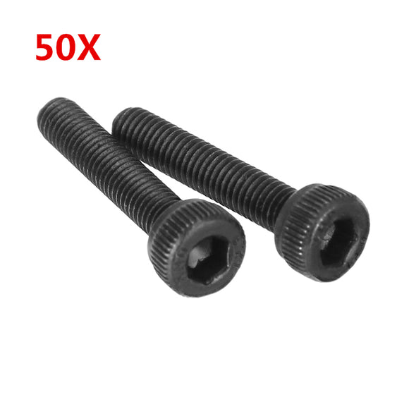 Suleve M3CH9 50Pcs M3 Carbon Steel Hex Socket Cap Head Screws Bolts 4-20mm Optional Length