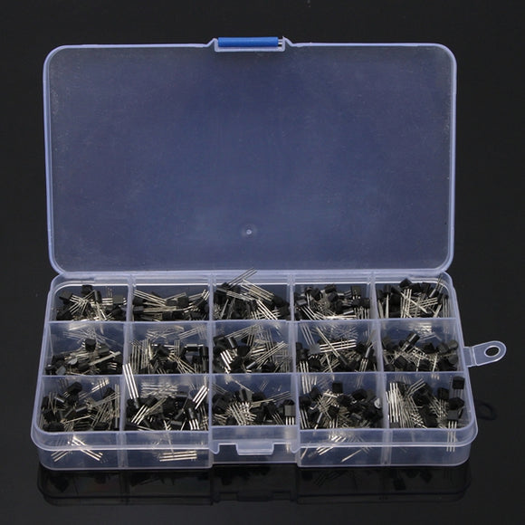 600Pcs TO-92 NPN PNP Bipolar Transistor 15 Value Assortment Kit