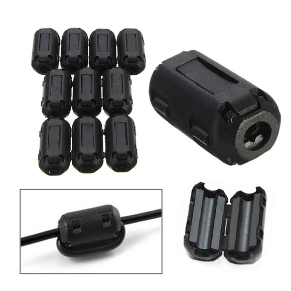 10Pcs Black Cable Wire Clamp Clip RFI EMI EMC Noise Filters Ferrite Core Case