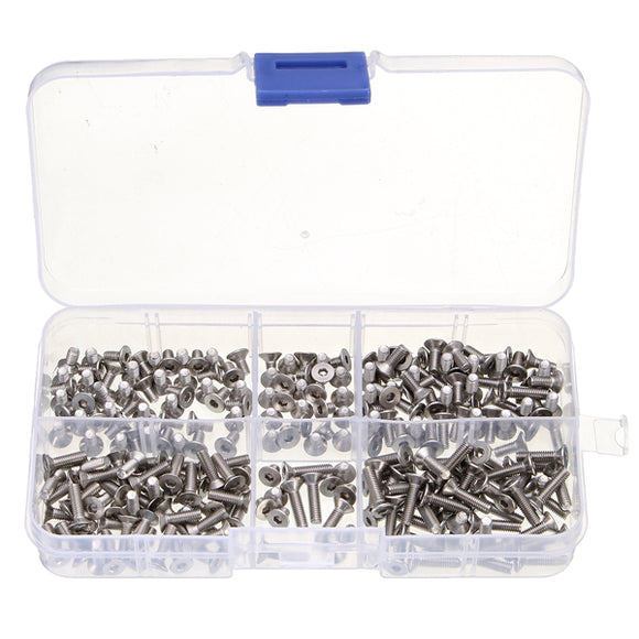 250Pcs Stainless Steel M3 4-12mm Allen Bolt Screws Assorted Kits