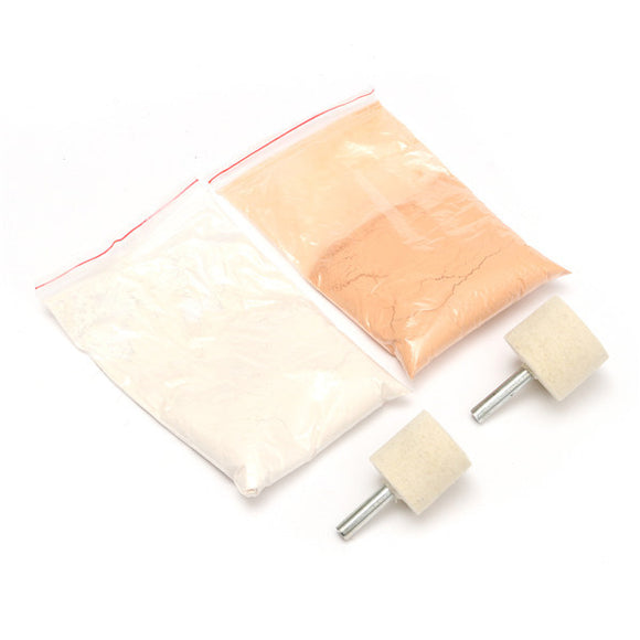 Glass Polishing Tool 50g Cerium Oxide Powder with 2pcs Wool Polishing Wheel