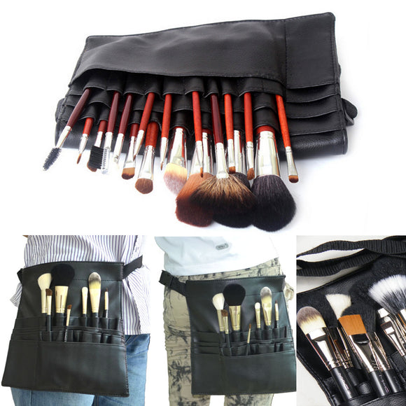 22 Pockets Professional Artist Makeup Brush Pouch Bag Strap Belt Holder Cosmetic Case