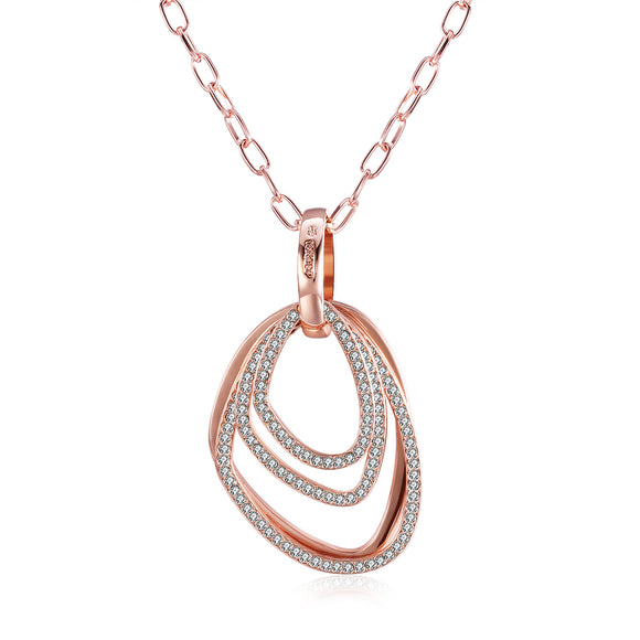 INALIS Rose Gold Plated Czech Diamond Drop Pandent Long Necklace