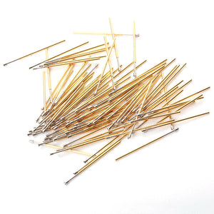 100Pcs PL75-Q2 Gold Color Spring Test Probe Instrument Dia 1.3mm Length 33.35mm Phosphor Brass Metal Spring Pressure Test Pin