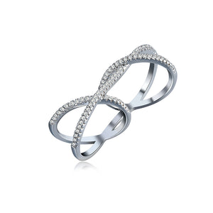 Trendy Simple Style Double Ring Elegant Special Zircon Women Attach Ring