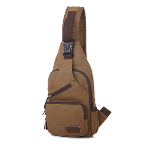 Men Canvas Backpack Shoulder Chest Hiking Bag