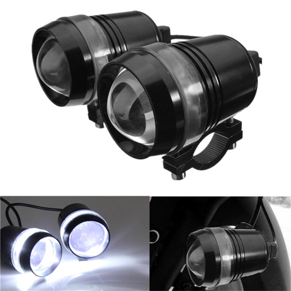 2pcs 12V 30W Motorcycle U3 LED Angel Eye Driving Fog Spot White Headlight Hi/Lo